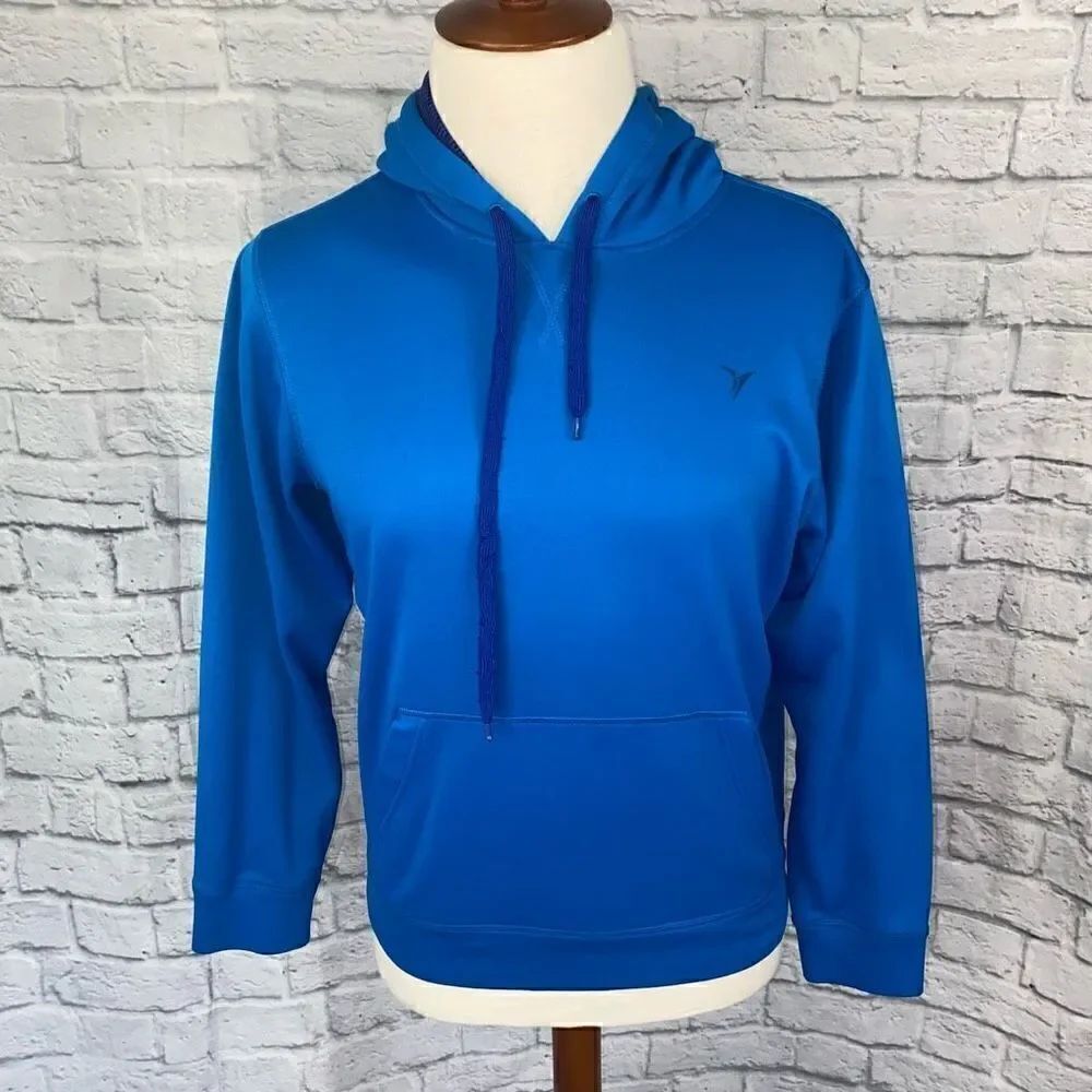 Old navy active men M dri fit pullover Longsleeve hoodie w/drawstring blue